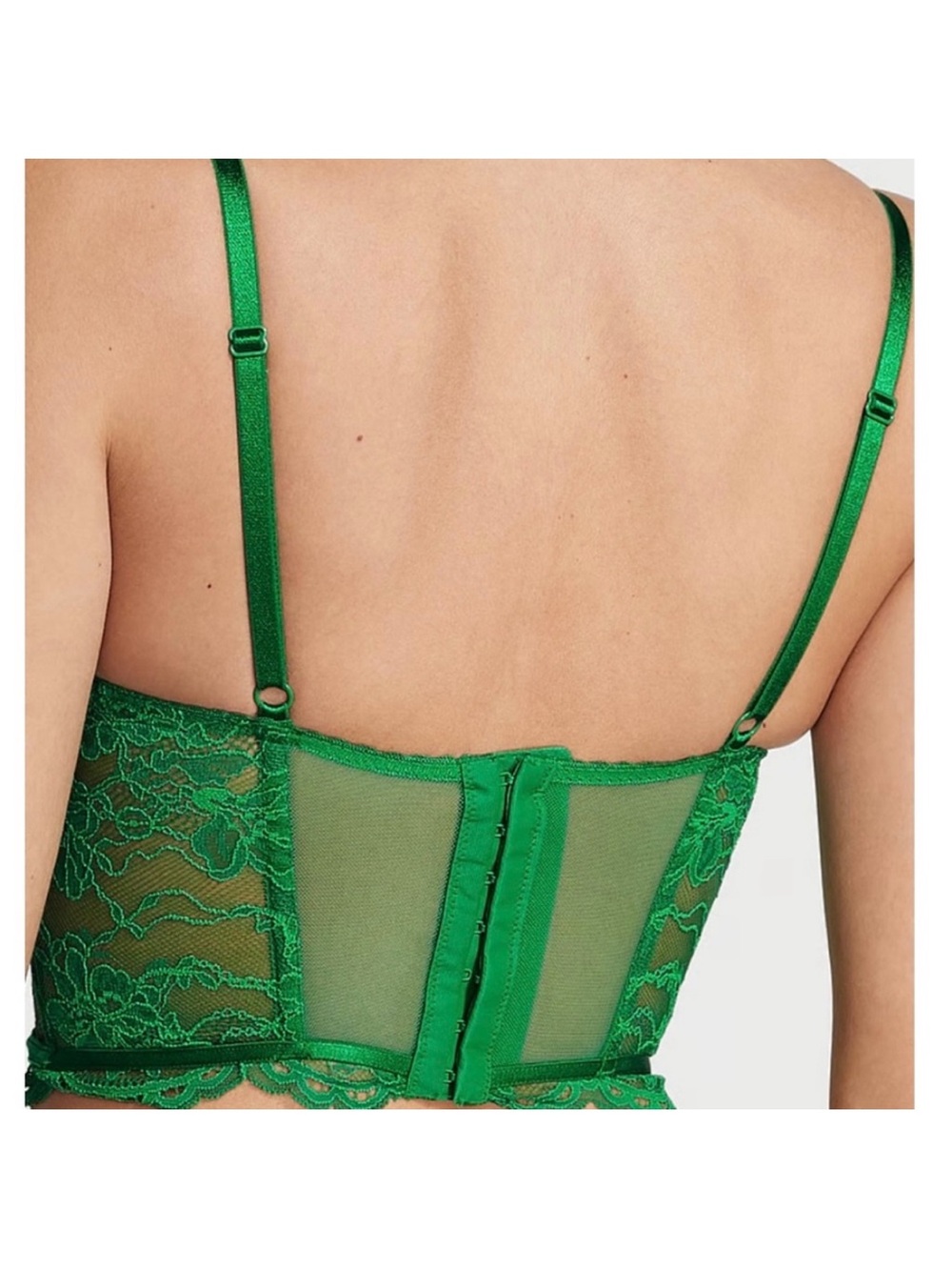 Victoria's Secret Emerald Green Lace Longline Push-Up Bra - Picture 3 of 4